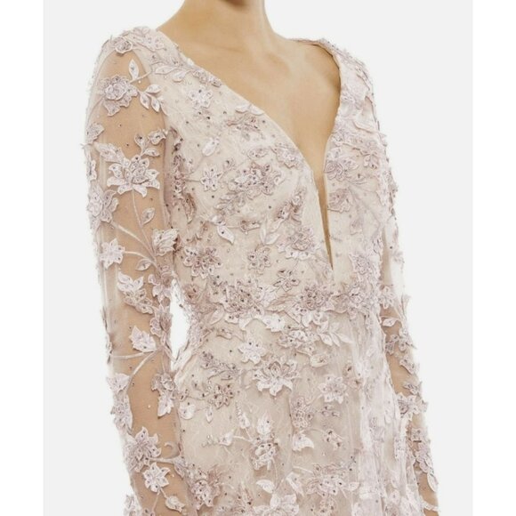 Mac Duggal Floral Applique Gown Pink Size 10 Formal Maxi Dress NWT - Picture 2 of 10